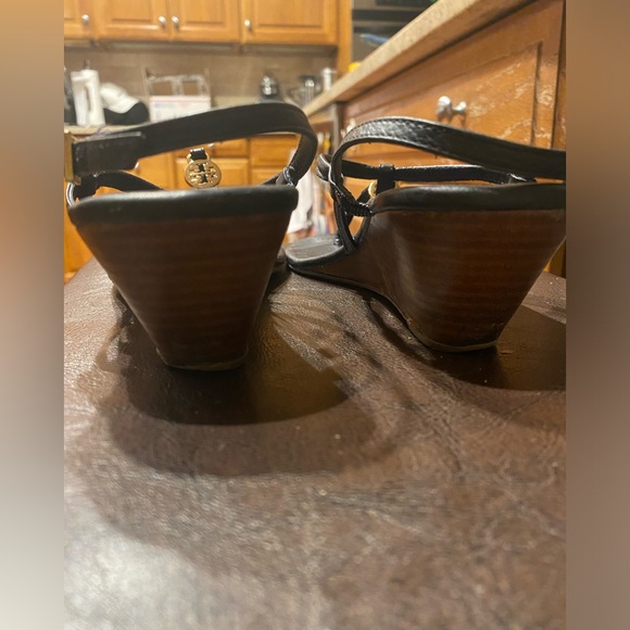 Tory Burch Leather Wedge Slingback Sandals  Size 7.5-8 - Picture 5 of 13